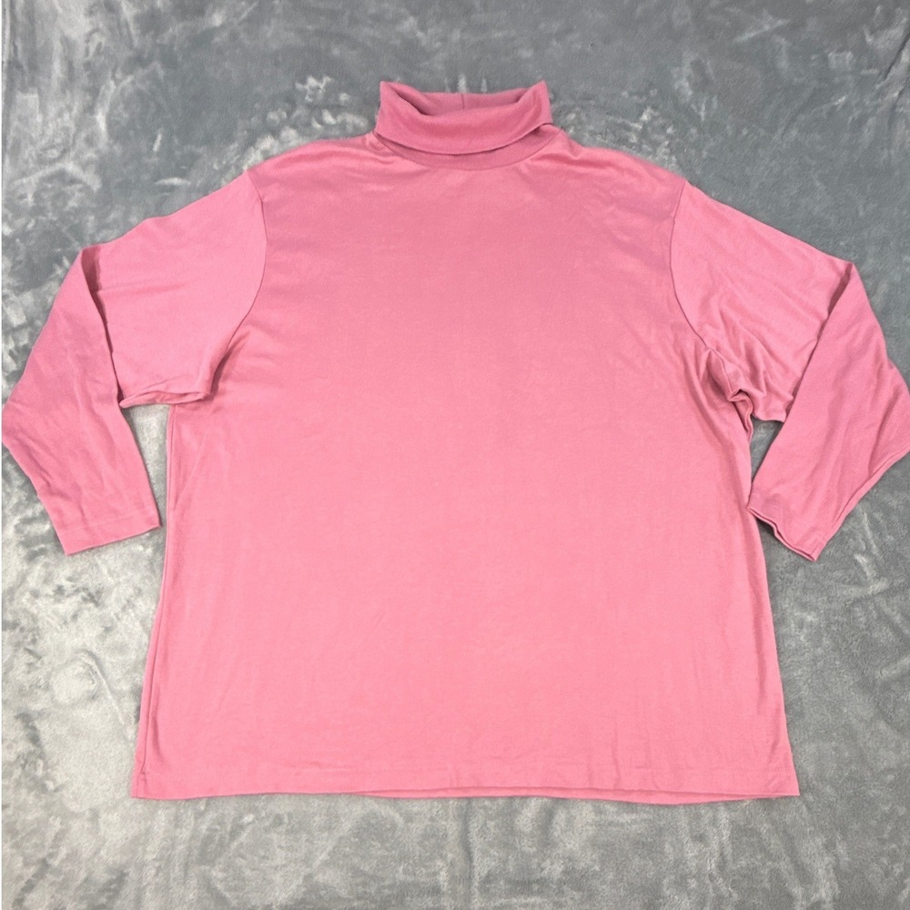 Falls Creek Pink Long Sleeve Turtleneck Top Sz 22W Classic Solid Knit Dusty Rose